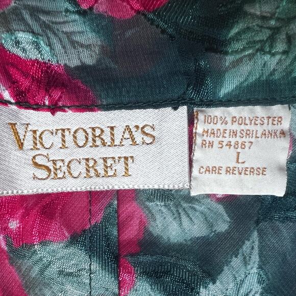 Vintage 90s VS Red Rose Floral Sheer Babydoll Mini Dress Lingerie Romantic - L - Picture 6 of 7